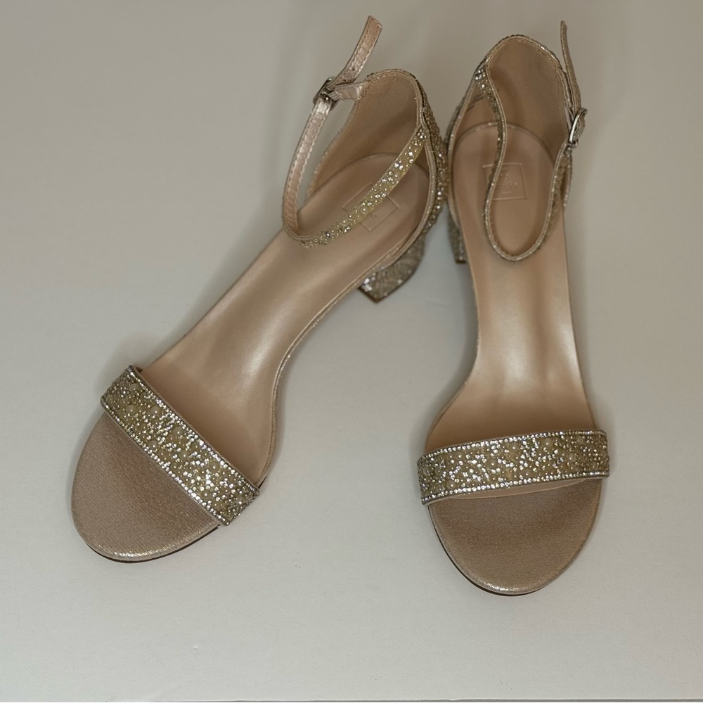 David’s Bridal - DB Studio Crystal and Pearl Block Heel Sandals